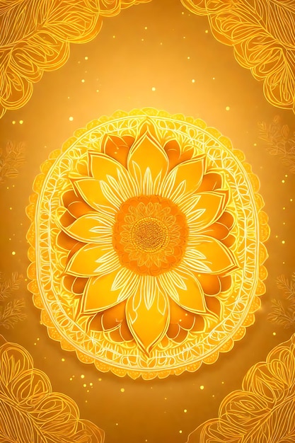 Beautiful diwali abstract floral background with yellow flowers place for your text