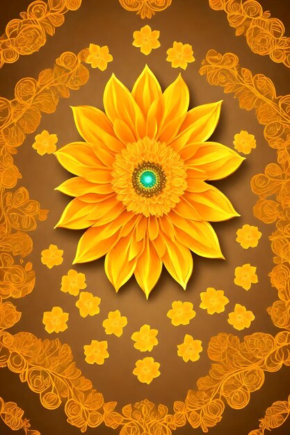 Beautiful diwali abstract floral background with yellow flowers place for your text