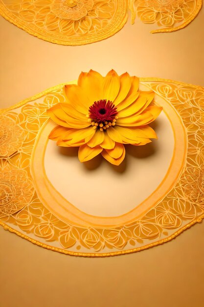 Photo beautiful diwali abstract floral background with yellow flowers place for your text