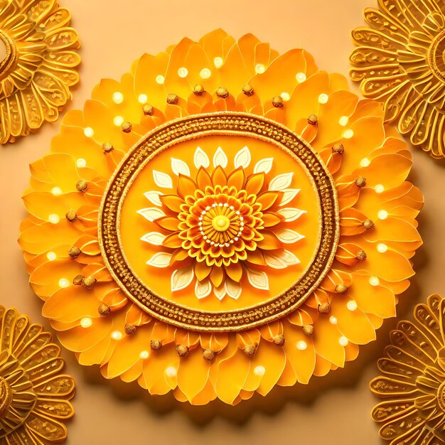 Beautiful diwali abstract floral background with yellow flowers place for your text