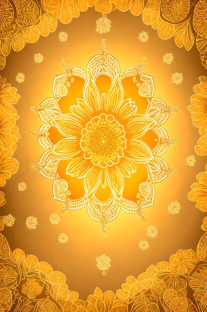 Beautiful diwali abstract floral background with yellow flowers place for your text