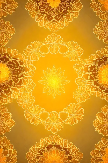 Beautiful diwali abstract floral background with yellow flowers place for your text