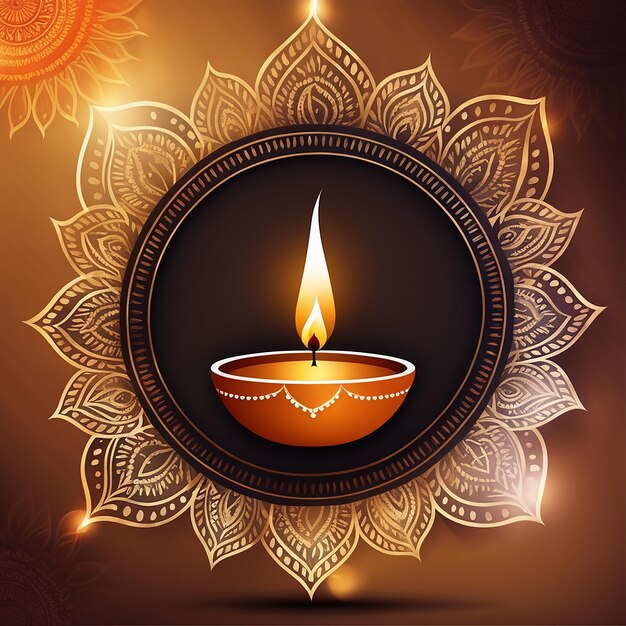 A beautiful Diwali Background With lit Candles and Floral Design Generative Ai