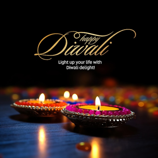 Photo beautiful diwali celebrations with diyas