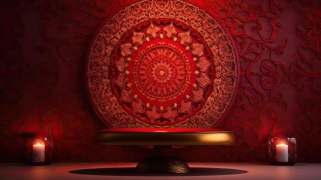 Beautiful Diwali Concept featuring a luxury red style background Generative AIxD
