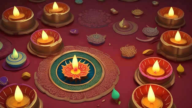 Beautiful Diwali diya with spiritual oil lamp