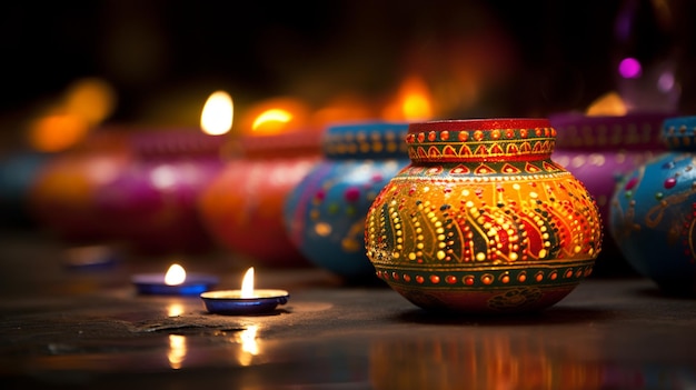 beautiful diwali lighting selective focus