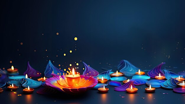 사진 인도 축제인 디발리 (diwali) 의 아름다운 디야 배경은 빛과 색상의 축제입니다.