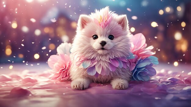 Фото Красивая цветная собака, созданная ии