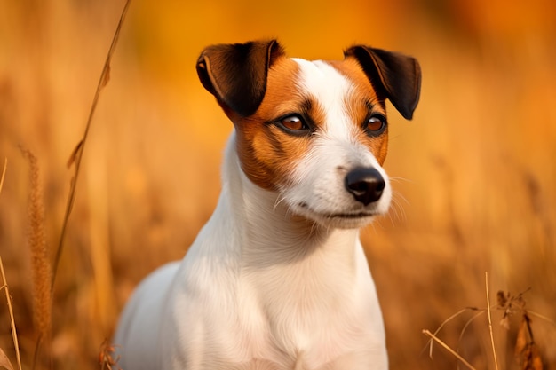 Beautiful dog Jack Russell on a beautiful natural background Dog on a walk in the park AI Generate