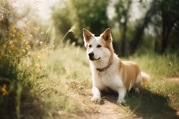 Beautiful dog in nature Created using Generative AI technology