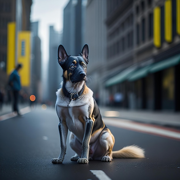 素晴らしい背景に美しい犬の写真