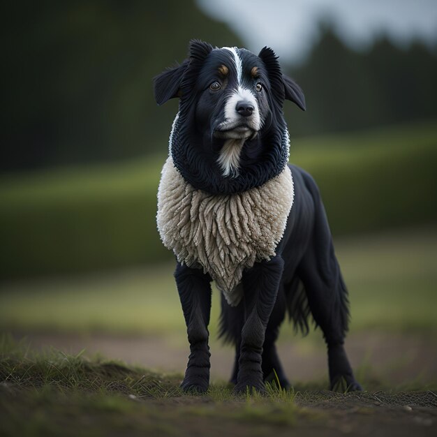 Foto bella foto del cane su uno sfondo fantastico