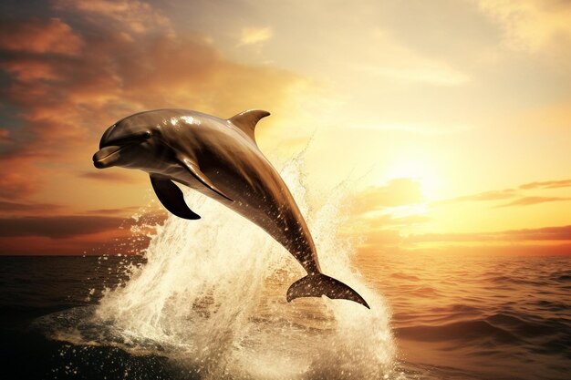 Beautiful dolphin jumping out of water