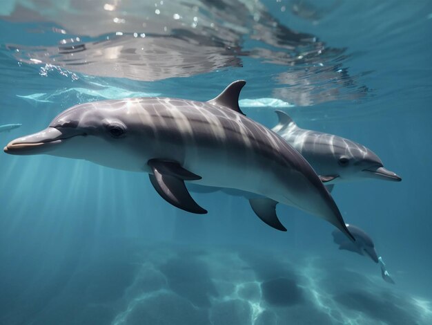 Beautiful dolphins swimming