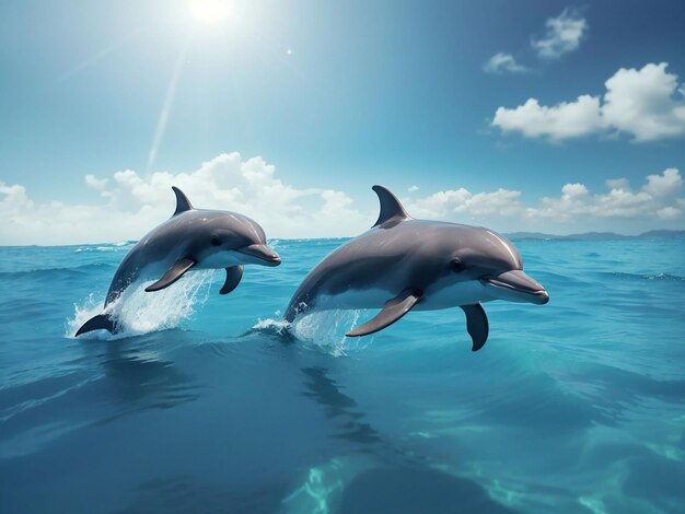 Photo beautiful dolphins swimming