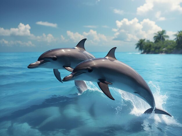 Beautiful dolphins swimming