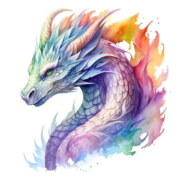 beautiful dragon watercolor clipart illustration