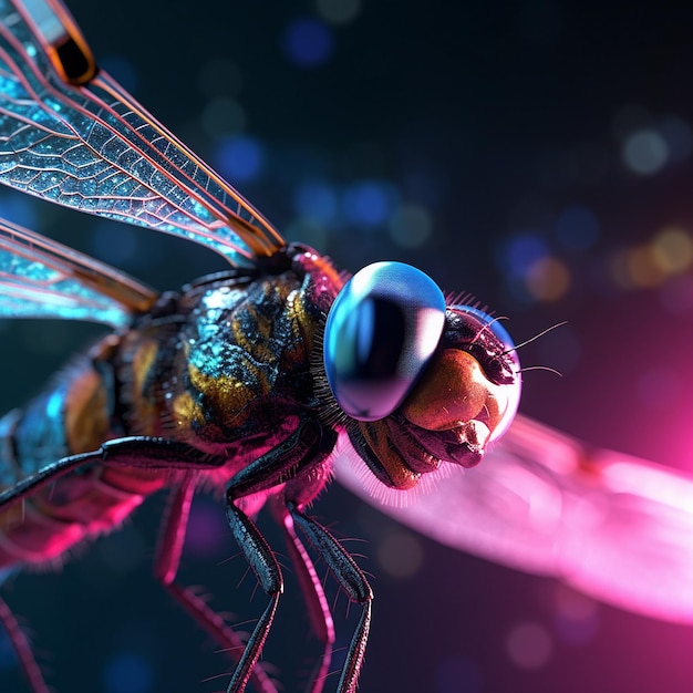 Beautiful dragonfly with fine detail bright vivid pictures Generative AI