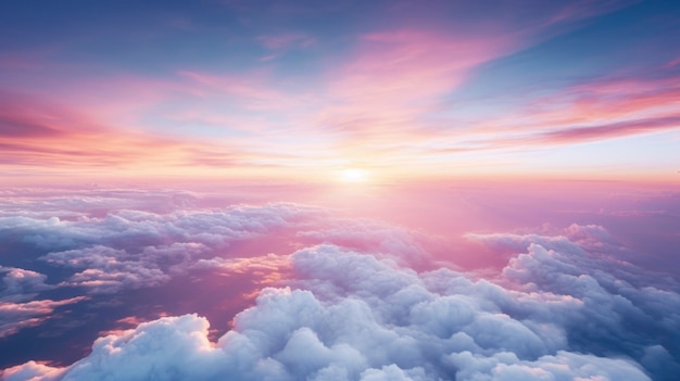 Beautiful dramatic light sky cloud and cloud sea at the evening time in aerial view