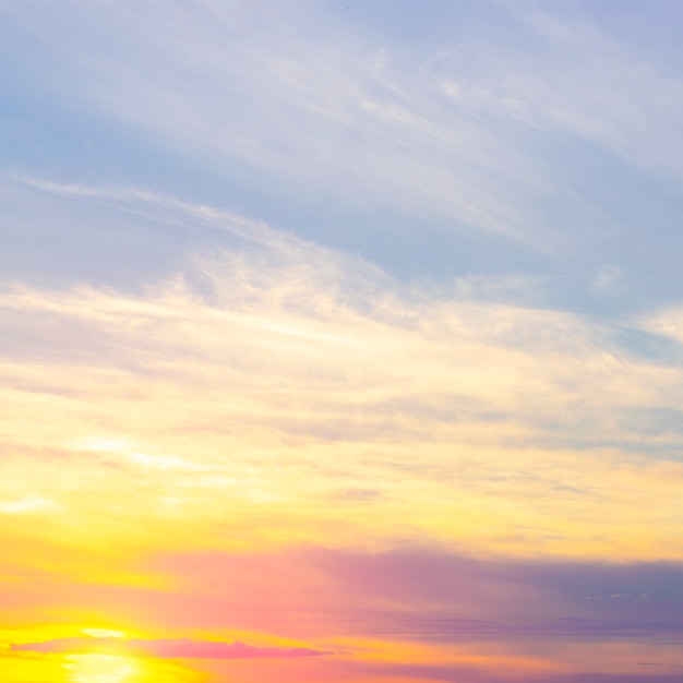 Beautiful dramatic pink sunset with clouds