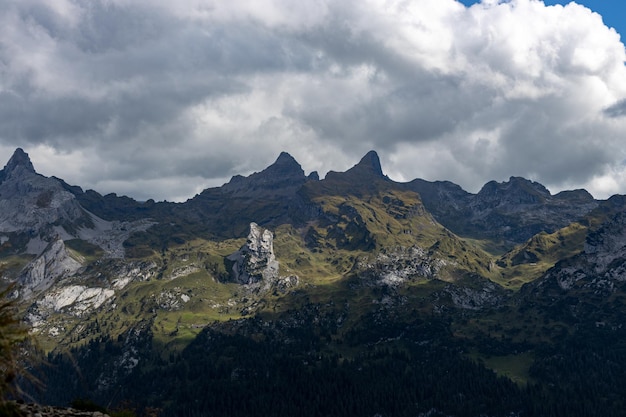 Beautiful dramatic view of the tops of the rocky mountains