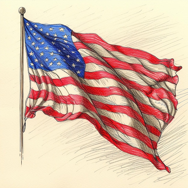 Photo beautiful drawing of the american flag 1png