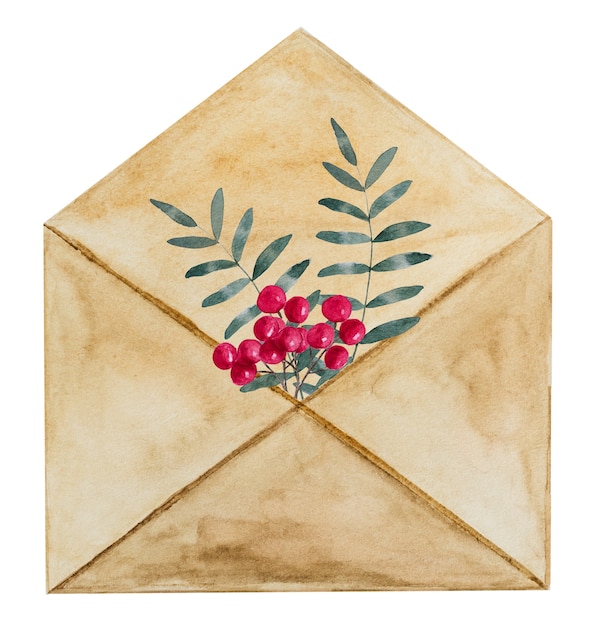Beautiful drawing of a mail envelope in watercolor paint