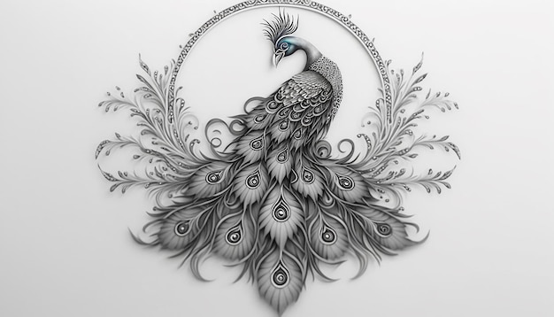 Photo beautiful drawing peacock mandala art ai generated