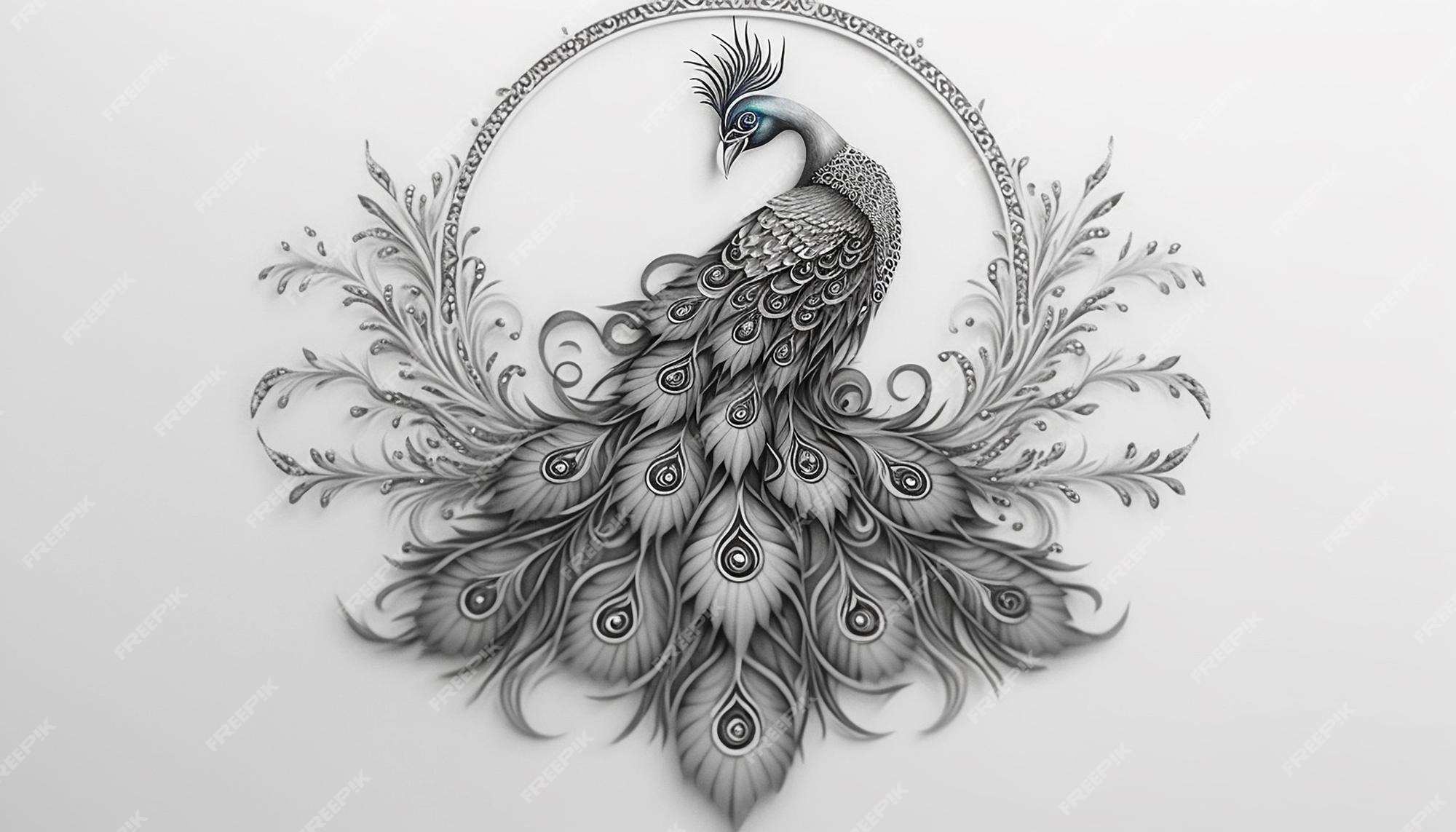 Premium Photo | Beautiful drawing peacock mandala art ai generated