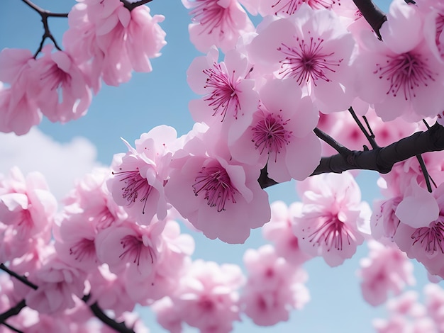 Beautiful Dreamy cherry blossoms as a natural border Ai generated