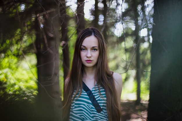 Beautiful dreamy girl Romantic portrait of a beautiful young girl in the park