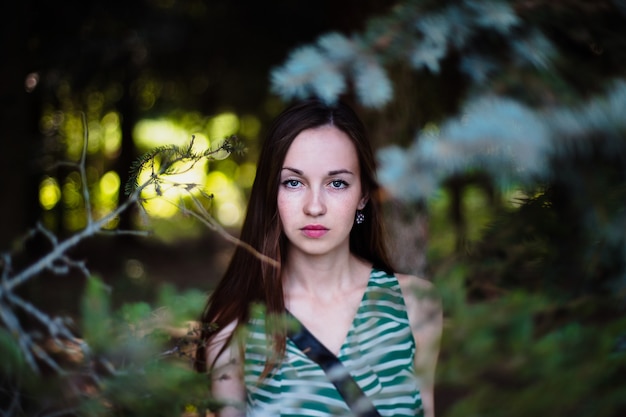 Beautiful dreamy girl Romantic portrait of a beautiful young girl in the park