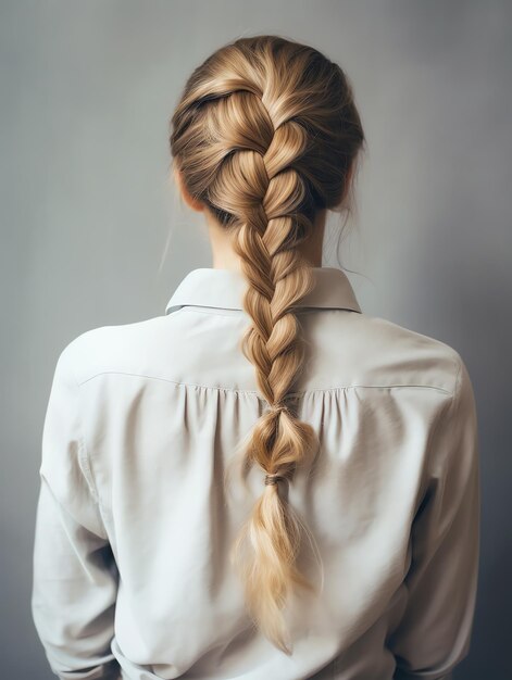 Photo beautiful dutch braid hair style