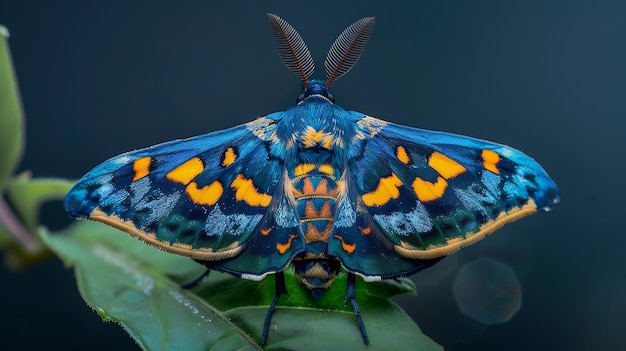 Photo beautiful dysphania militaris mothinchworm moth with bokeh in the nature generative ai