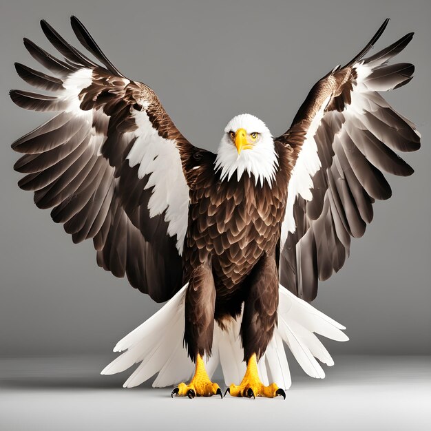 前を向いている美しい鷹は,全長の白い背景で示されています