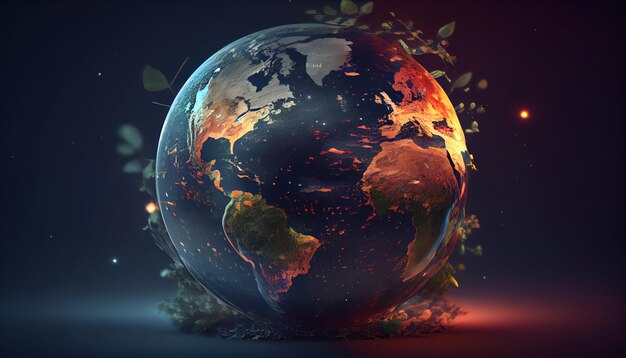 Photo beautiful earth globe in atmosphere space ai generated image