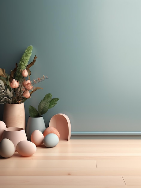 Красивый пасхальный фон с красочными пасхальными яйцами Профессиональный кинематографический 4K 3D-рендер
