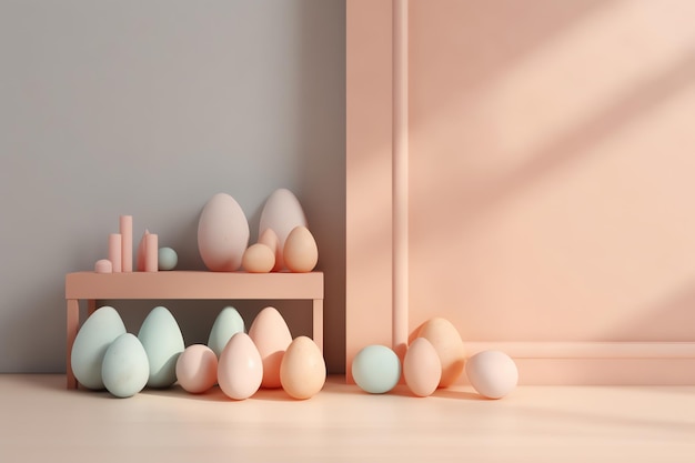 Beautiful easter background with colorful easter eggs professional cinematic 4k 3d render