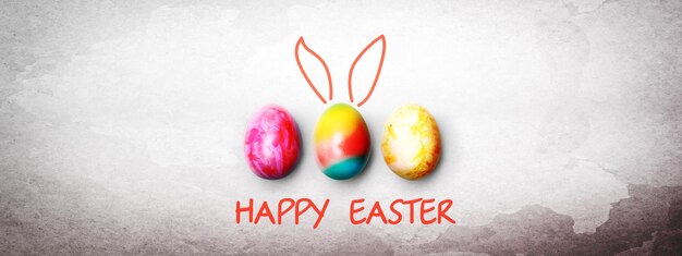 Beautiful Easter background with colorful Easter eggs