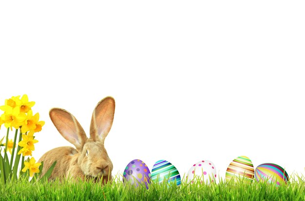 Beautiful Easter background with colorful Easter eggs