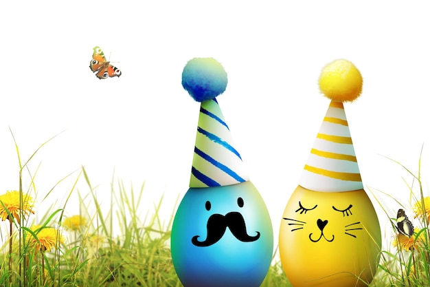 Beautiful Easter background with colorful Easter eggs