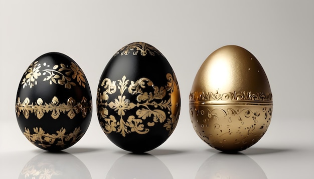 Beautiful Easter eggs gold and black