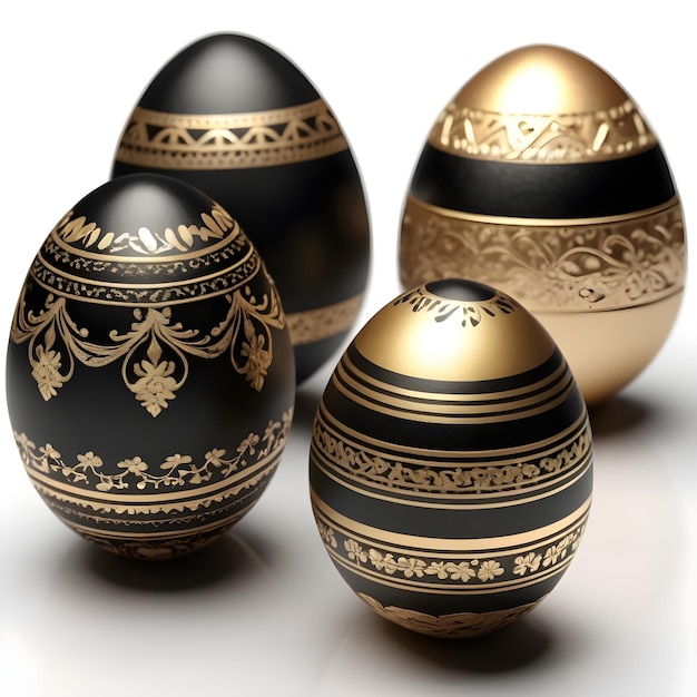 Красивые пасхальные яйца золотые и черные