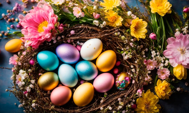 Beautiful Easter eggs for the holiday Selective focus