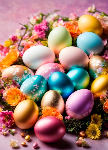 Beautiful Easter eggs for the holiday Selective focus