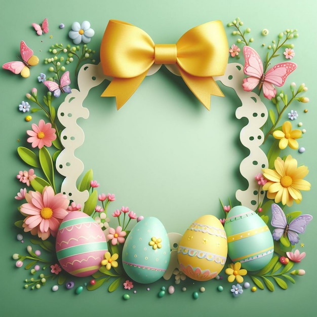 Beautiful Easter scalloped Frame with Easter Eggs