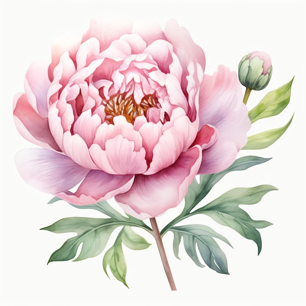 Красивая иллюстрация пиона цвета баклажана