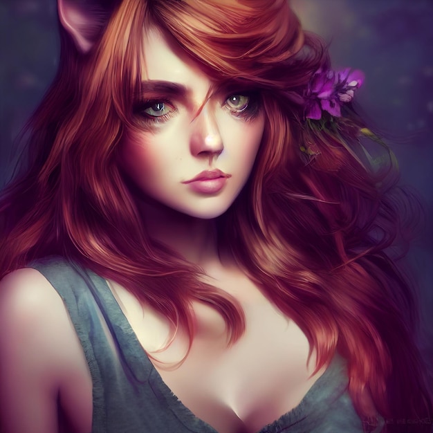 美しい egirl 女性の肖像画