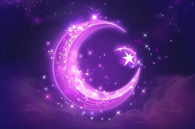 Beautiful eid mubarak festival greeting islamic card crescent moon design